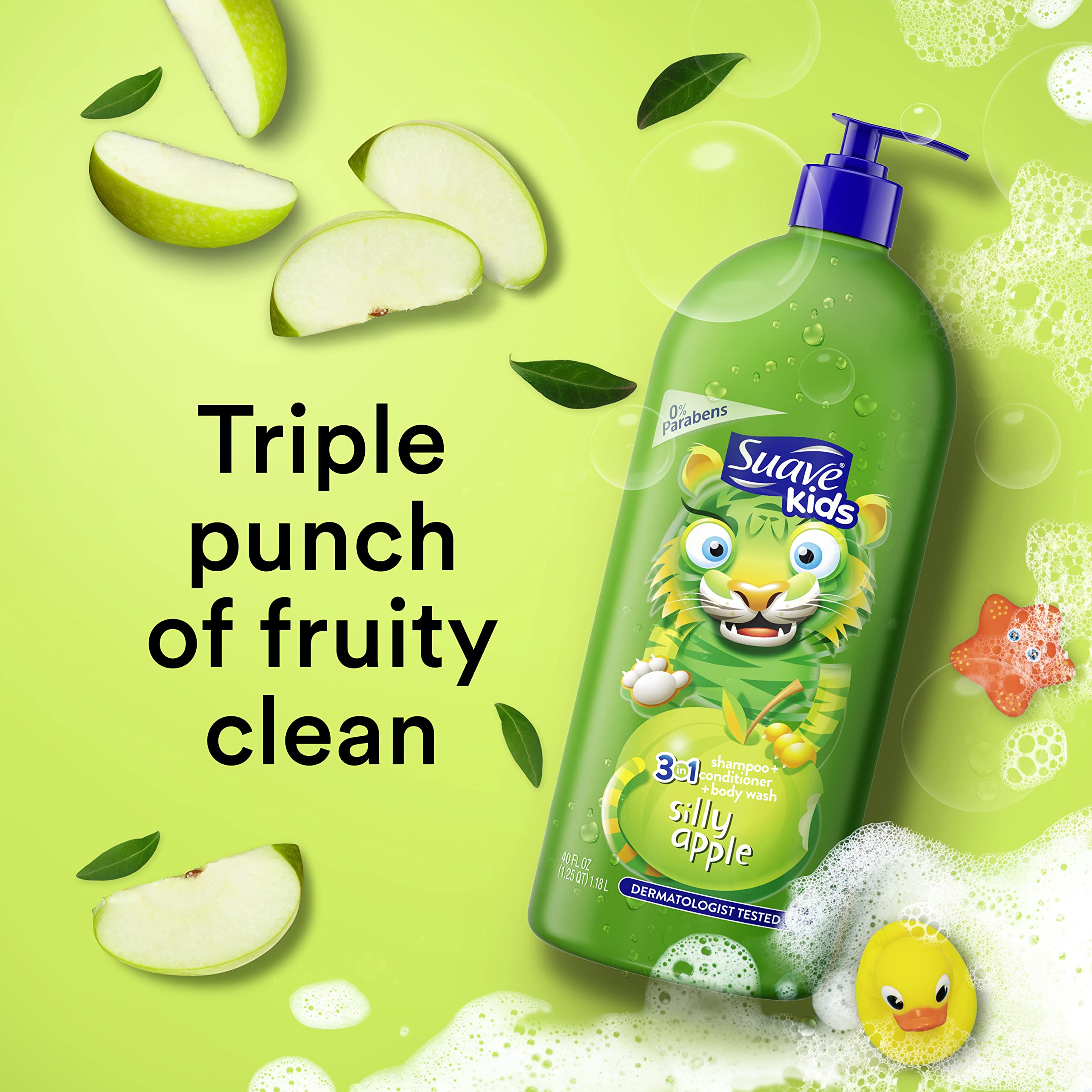 Suave Kids 3 in 1 Shampoo Conditioner Body Wash, Pump, Apple (40 Oz) by Suave